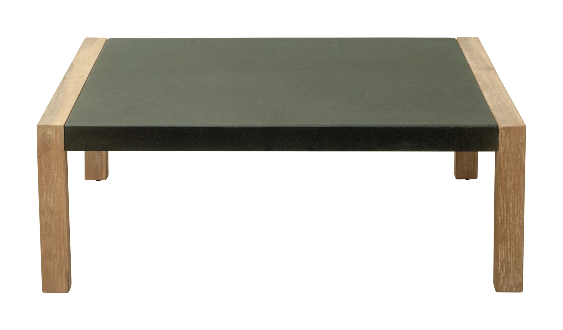 Teras coffee table with dark green top and light wood frame on a white background