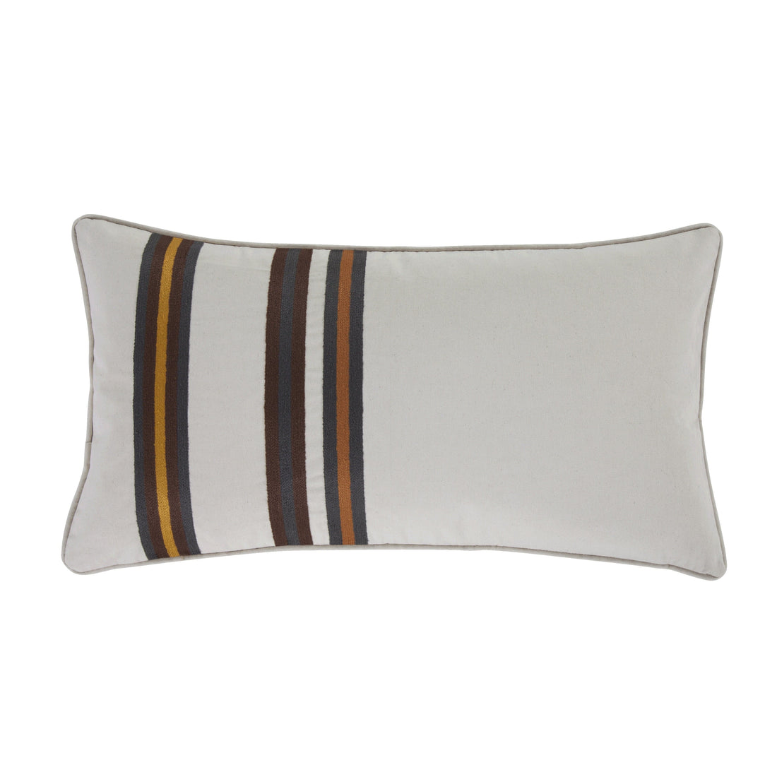 gray cotton decorative pillow in a farmhouse cozy bedroom setting