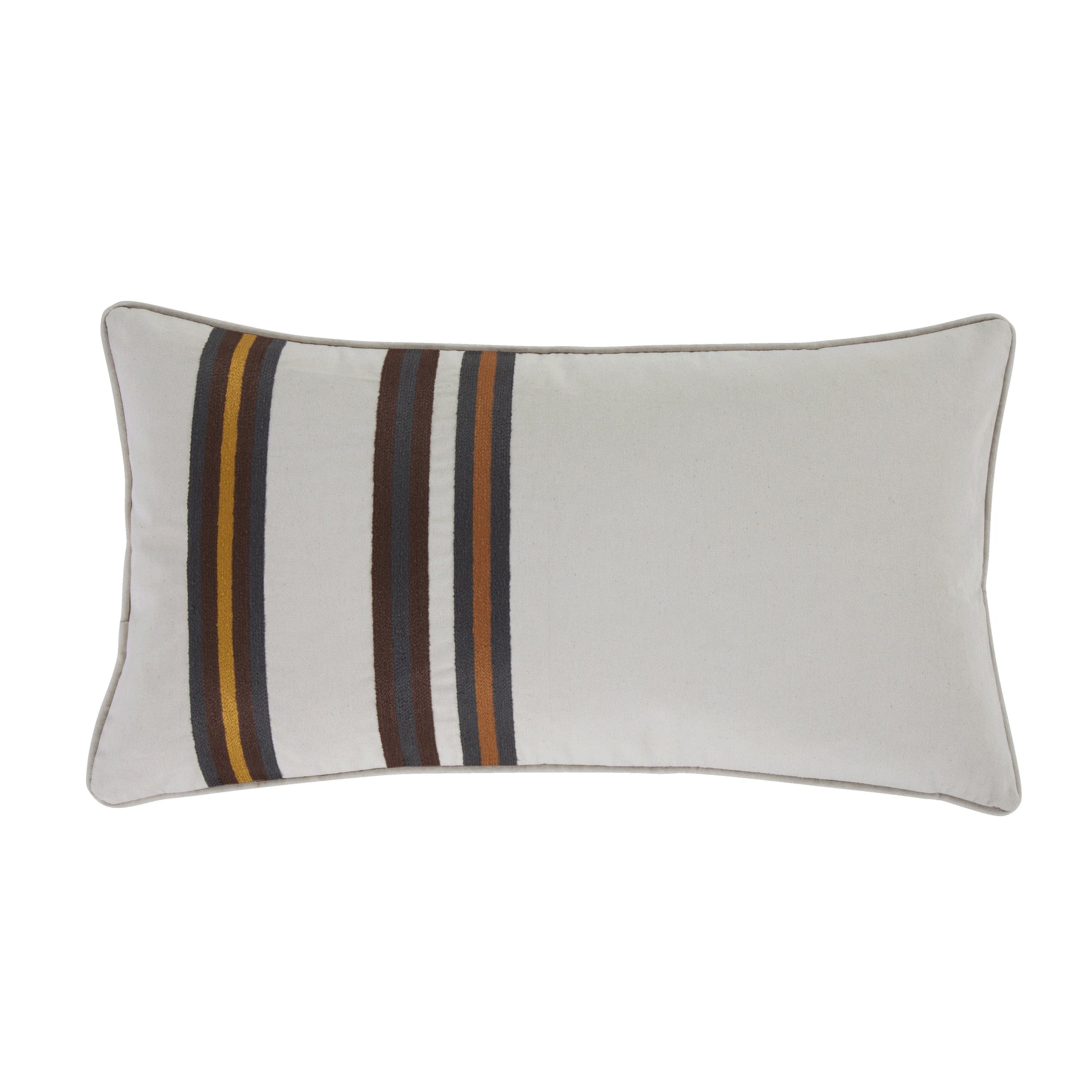gray cotton decorative pillow in a farmhouse cozy bedroom setting