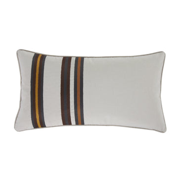 gray cotton decorative pillow in a farmhouse cozy bedroom setting