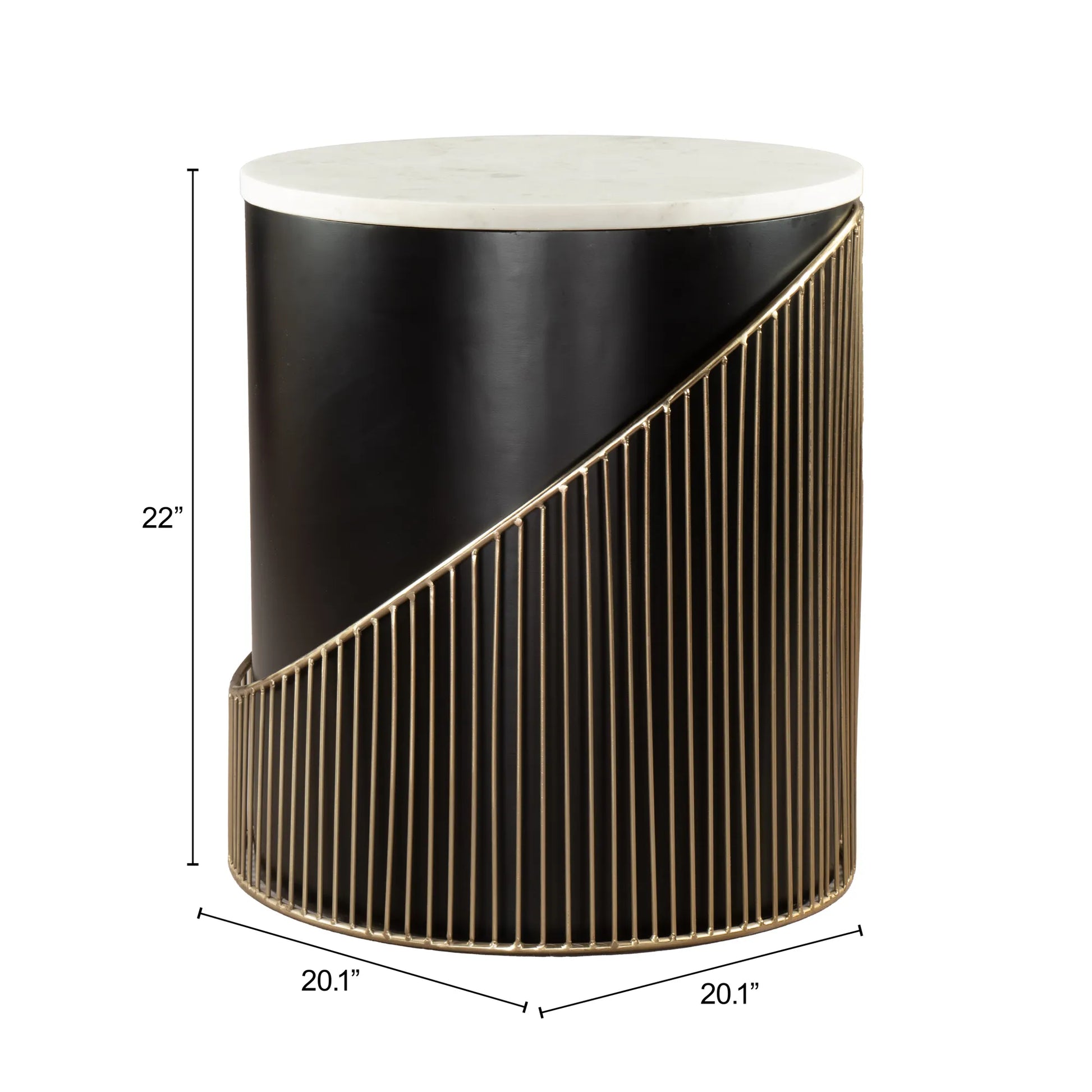 tova multicolor side table with dimensions on a white background