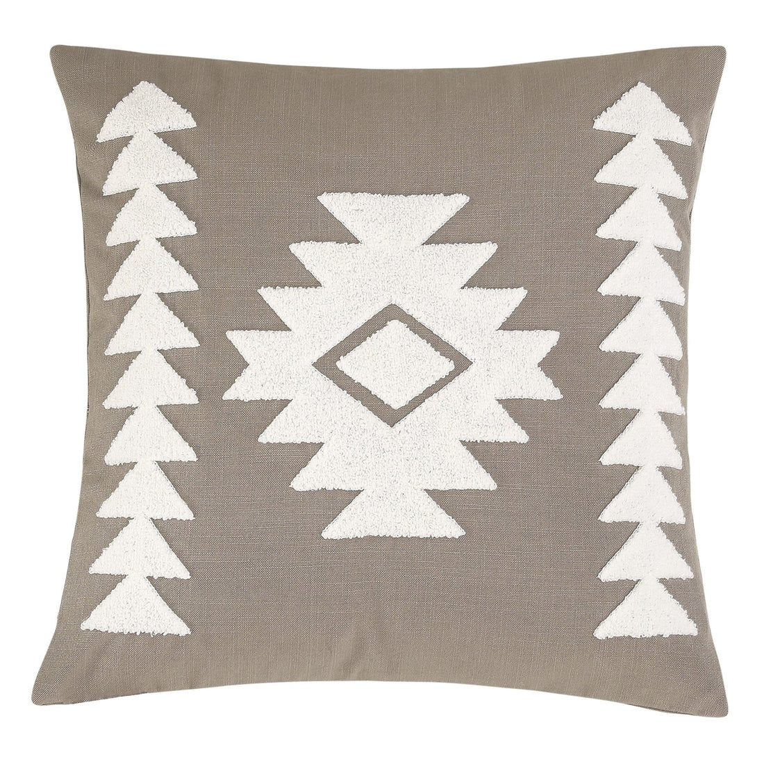 cream brushed metal decorative pillow styled in a contemporary minimalist entryway