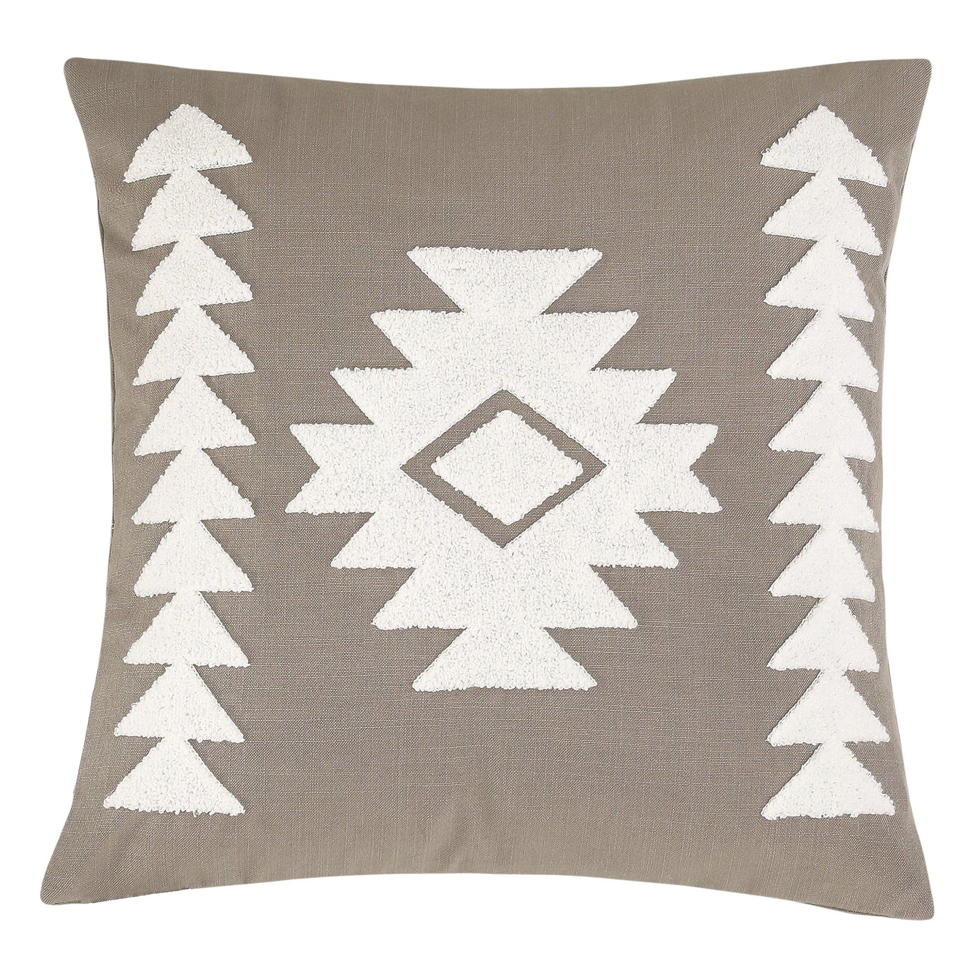 cream brushed metal decorative pillow styled in a contemporary minimalist entryway