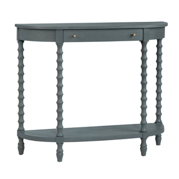 gray canvas accent table in a classic entryway setting