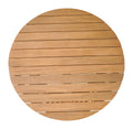 Round wooden zahara coffee table natural with slatted design on a white background