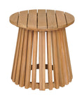 Wooden zahara side table natural with slatted design on a white background