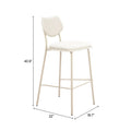 light gray and beige bar stool with dimensions on a white background