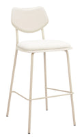light gray and beige bar stool with a cushioned seat on a white background