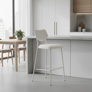  zeal light gray bar stool with a cushioned seat on a white background