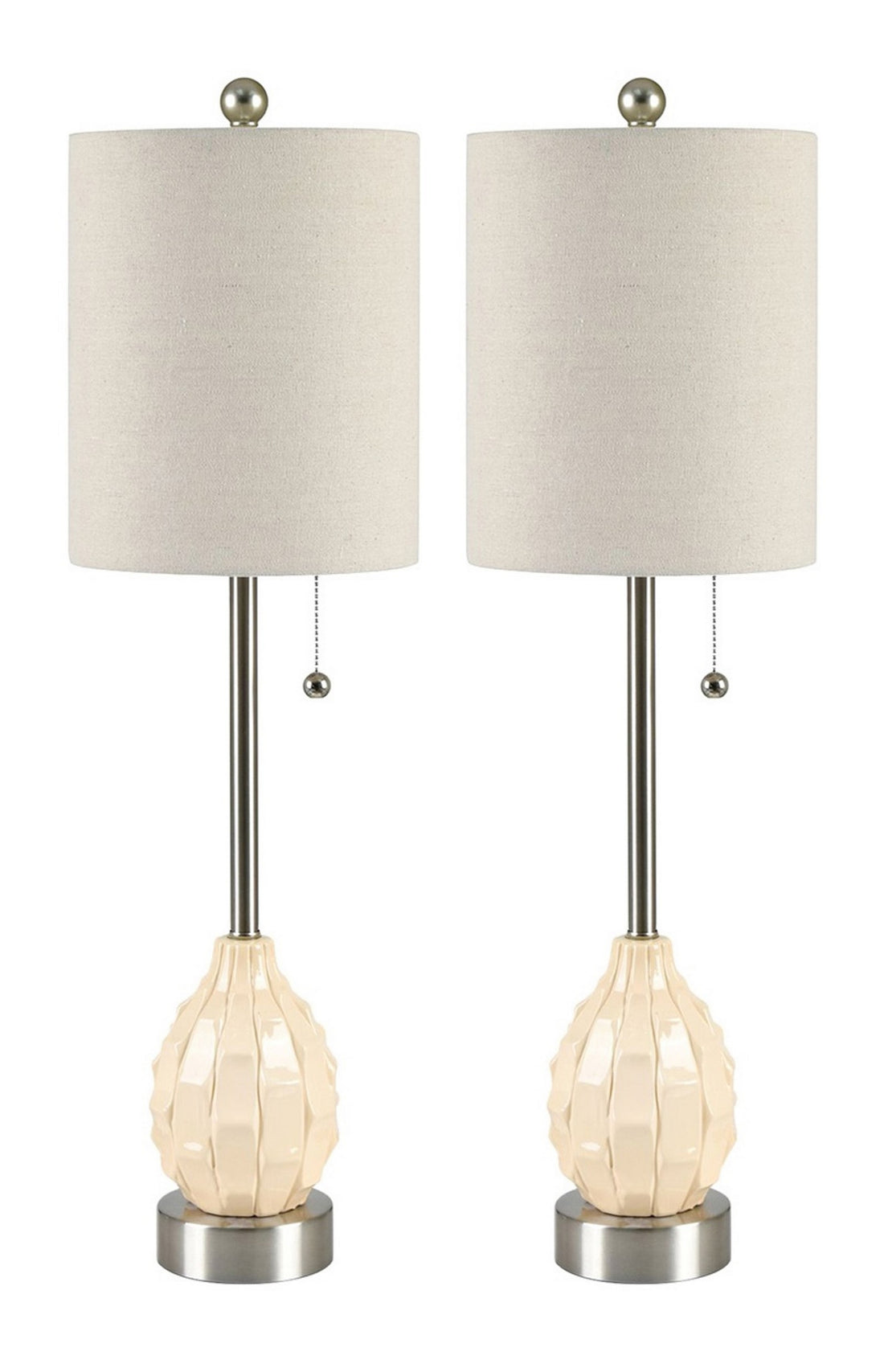 white brushed table lamp in a refined master bedroom setting