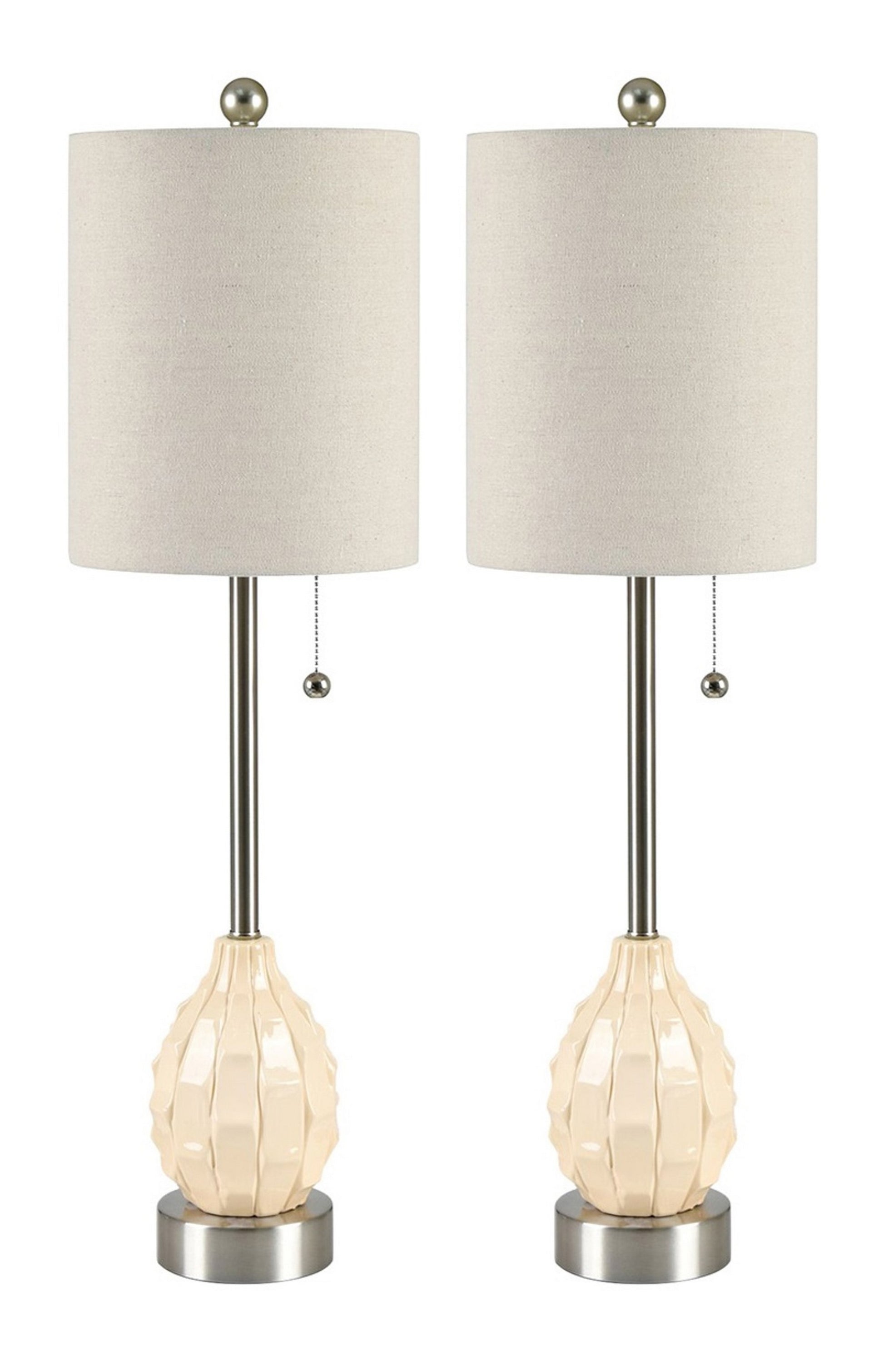 white brushed table lamp in a refined master bedroom setting